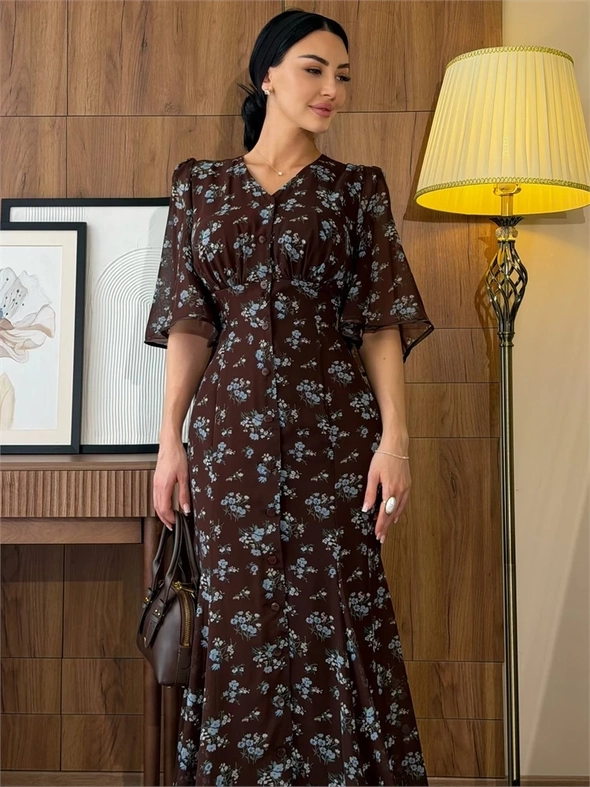 {{photo.Alt || photo.Description || 'Платье 3/4 рукав из шифона с пуговицами и сборкой на груди Rosso Rossi 4000'}}